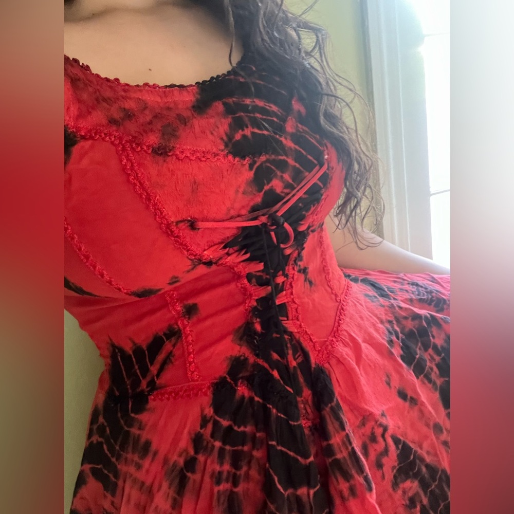 ❤️Real Y2K vintage bustier basque waist milkmaid corseted handkerchief dress🌹